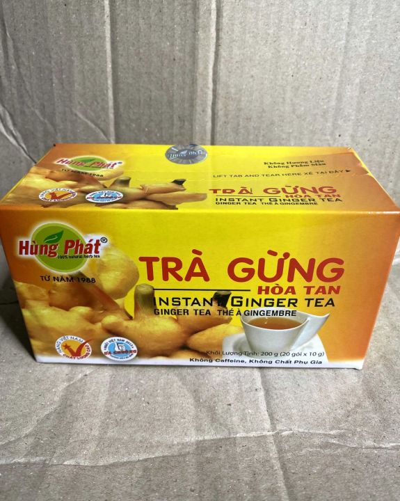 Trà Gừng Hòa Tan HÙNG PHÁT Hộp 200g (20 gói x 10g)