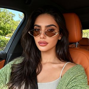 2PCS New Irregular Sunglasses Women Alloy Frame Sun Glasses Fashion Female Clear Shades