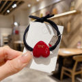Deep Red Star Hair Ties Women's Half Bun Headwear Dongdaemun Korean Style Fashionable Hair Accessories Elastic Hair Bands. 