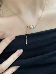 New 2024 Pearl Necklace Womens Gourd Shaped Chinese Style Design Adjustable Clavicle Chain Elegantly Lightweight Fashion Jewelry