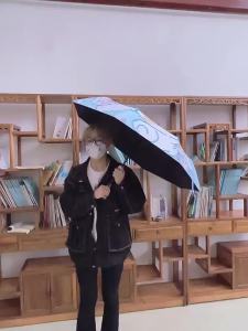 225Kids Girls Cartoon Umbrella Melody Automatic Three-Fold Sun Umbrella Sun Protection UV Protection Foldable Umbrella for Women