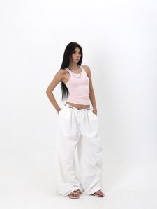 Quần Dài Thường Ngày Màu Đỏ BLINGBé GáiS Thiết Kế Rộng Rãi Ống Đứng Xếp Ly Dáng Rộng Mỏng Thoải Mái Dài Đến Mắt Cá Chân