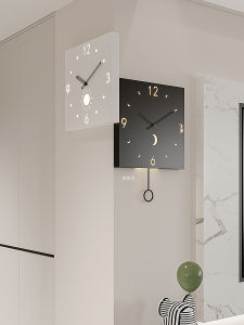Modern Simple Double-Sided Corner Restaurant Decorative Clock Silent Wall Hanging Clock for Living Room Home Use Metal Material