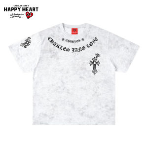 CHARLES JANGS HAPPY HEART | Heart Print Dyed Cotton T-Shirt