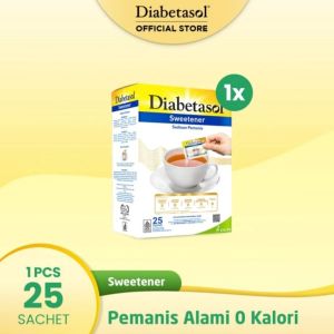 Diabetasol Sweetener Rasa Lebih Enak Isi 100 Sachet dan 50 Sachet | Gula Pemanis Rasa Lebih Enak | Tanpa Kalori dan Karbohidrat | Untuk Minuman dan Makanan | 100 Sachet dalam Kemasan