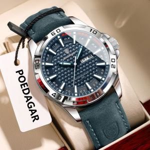 POEDAGAR | POEDAGAR Original Men Watch Luxury Waterproof Luminous Date Week Watch For Man Quartz Leather Fashion Mens Watches Reloj Hombre