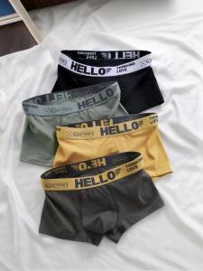 Antibacterial Mens Boxer Shorts Pack of 5 Pure Color Youth Student mid Waist Flat Angle Underwear Sporty Polyester Fiber