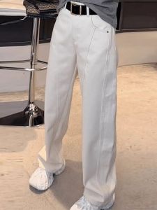 Etam Fashion High Waist Wide Leg Jeans Womens Spring Autumn New Loose Design Sense Knife Edge Denim Casual Straight Cut