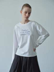 Comfortable Pure Cotton Long Sleeve T-Shirt round Neck Casual Versatile Top in Three Colors Original Letter Print by the Fewfew