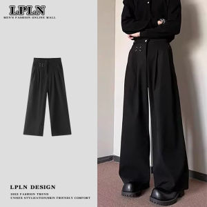 Black Casual Suit Pants Mens Wide Leg Loose Fit Straight Leg Slimming Long Trousers Korean Style Youth Summer Business Casual