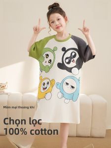 MiiOW | Đồ ngủ cotton nguyên chất cho bé gái MiiOW mùa hè tay ngắn mỏng phong cách hoạt hình mặc nhà thoải mái thoáng khí