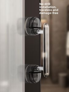 Strong Suction Glass Door Handles Bathroom Sliding Door Cabinet Door No Drilling Required PVC Material Durable Pulls And Pushes