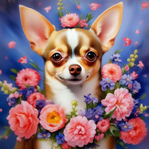Huacan Full Square Round Dril Diamond Painting Flower Blossom Chihuahua Diamond Mosaic Animal New Decorative Paintings