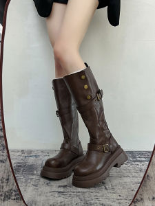 MIFULIAN | Brown Tall Autumn Winter Boots High Sole Heel Knight Slim Boot