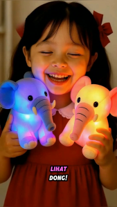Boneka Gajah Lampu LED Warna Warni Plush Toy 25cm Hadiah Ulang Tahun Anak