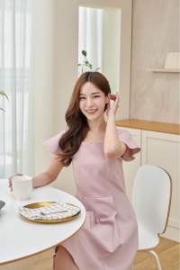 Emily’s dress Baby pink เดรสมีแขน เดรสสีพาสเทล ใส่กับกาวน์ได้