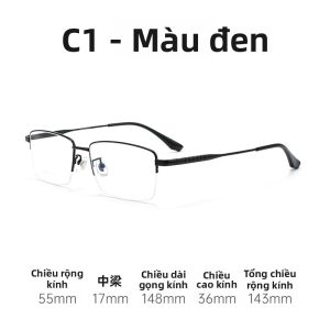 SHIJIELIANG | Kính Cận Nam Khung Bán Viền Titanium Siêu Nhẹ