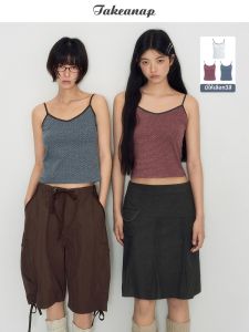 NAPSNAPS | Áo Camisole V-Neck Ôm Body Màu Đối Lập Phong Cách Retro