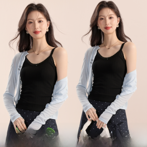 miiow | White Lace One-Piece Vest Strap Womens Inner Wear Prevent Exposure Summer Side Breast Reduction No Bra Integrated Sweet Style