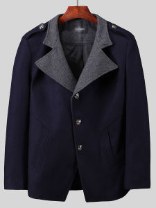 Nam Len Vải Nhung Kẻ Áo Khoác Dày Thoải Mái Phong Cách Doanh Nhân Chiều Dài Vừa Phải Ve Áo Cúc Áo Một Hàng Áo Gió K20140 Dành Cho Mùa Thu Mùa Đông