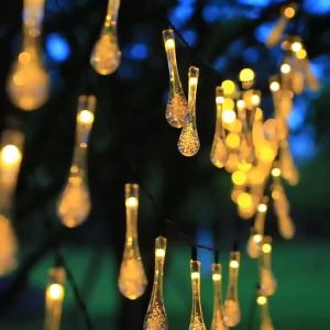 1PC LED Solar Water Drop String LightsOutdoor Waterproof Fairy LightsDecoration Lamp For GardenLawnCourtyardBalcony&Wedding
