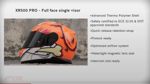 FTR Helmets XR-500 Solid Matte Red Single Visor Full Face with FREE CLEAR VISOR  | MotorChoice888