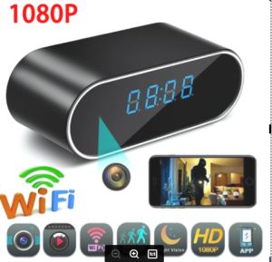 MC กล้องสอดแนมกล้องซ่อนนาฬิกา WiFi 1080P กล้อง IP แบบไร้สายเครื่องบันทึกวีดีโอสำหรับตรวจสอบการรักษาความปลอดภัยภายในบ้านกล้องสอดแนมการตรวจจับการเคลื่อนไหวมองเห็นกลางคืนมุม ° 140