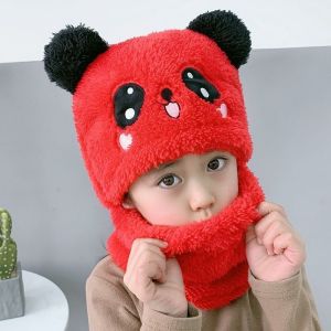 Thick Plush Baby Hat Winter Warm Ear Protection Head Cover Boy Girl Toddler Cap Autumn Cute Plush Infant Hat Foldable
