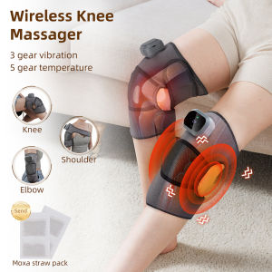 Foreverlily Heated Knee Massager Eletric Vibration Leg Joint Shoulder Elbow Support Warming Massage Device with Adjustable Strap