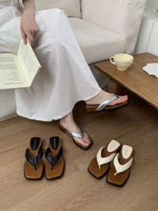 Retro Wedge Sandals French Style Silver Flip Flops