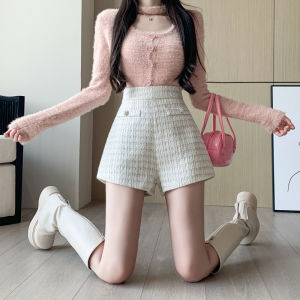 Elegant High-waist Slimming French-style Tweed Shorts