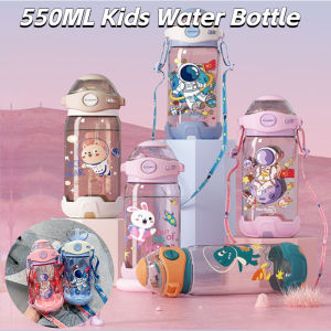 550ML Kids Water Sippy Bottle With Straw Summer Outdoor Travel Drinking Tumbler Portable Cute Cartoon Leak Proof Sport Plastic Cup