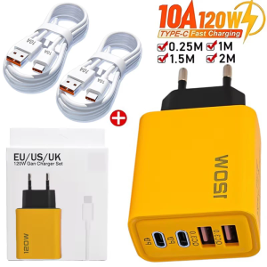 120W 4 Ports Wall Charger USB-C Quick Charge Type-C USB Phone Chargers Fast Charging Adapter For Samsung Xiaomi Huawei iPhone 17