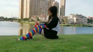 Rainbow Thigh-high Socks & Fingerless Long Gloves Set for Halloween Christmas Party Lolita Cosplay