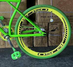 Basikal Fixie 26" OSCAR bicycle (fluorescent green) Road Bike / Racing Bike / Basikal Budak (READY STOCK)