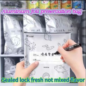 Zipper-style thickened aluminum foil sealed cold bag home freezer food preservation bag environmental food packaging bag.