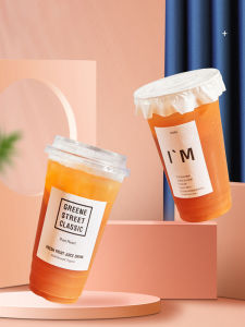 ถ้วยชานมกาแฟเครื่องดื่มพลาสติก ml ลาเต้มะพร้าวดิบบรรจุครั้งเดียว PET พร้อมฝาปิดถ้วยน้ำแข็งผงเย็น