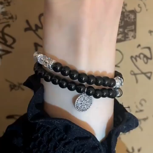 已开光 招财山鬼花钱手链 Bracelet Group Collection New Chinese Style Mountain Ghost Flower Beaded Double-Layer Bracelet Female National Style Vintage Bracelet Stylish All-Match Jewelry 天宫赐福太极八卦多层手链女小众设计个性复古手串男女通用手饰品