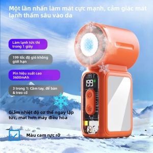 Quạt Làm Mát Siêu Nhỏ Có Thể Sạc Lại Siêu Yên Tĩnh Cảm Ứng Lạnh Như Băng Có Màn Hình Kỹ Thuật Số Và Gương Quạt Cầm Tay Di Động