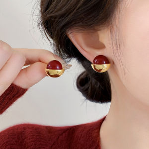 Pianist | New Year Red Pearl Fashionable Earrings