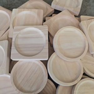 จานรองแก้ว ที่รองแก้ว ไม้ยางพารา แบบเปล่า ขนาด 10 ซม. ราคาส่ง