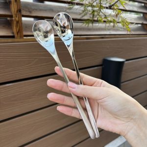 Thìa Khuấy Bằng Thép Không Gỉ 18/10 Sang Trọng Dài Cho Cà Phê Và Mật Ong Thiết Kế Tươi Mới Phụ Kiện Nhà Bếp Bằng Kim Loại