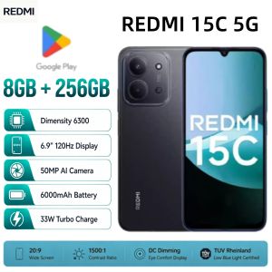 Redmi | Redmi 15C 5G 8GB+256GB Smartphone Dimensity 6300 6.9 120Hz Display 50MP AI Camera 6000mAh Battery 33W Fast Charge