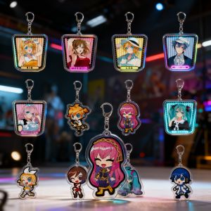 Bandai | Hatsune Miku Double Layer Acrylic Keychain Double Sided Print Cute Backpack Pendant Key Chain Anime Decor Collectible Fan Gift