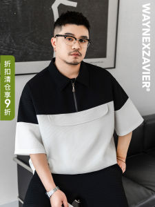 เสื้อโปโลชายหลวมแขนกุดลายสก็อตสไตล์เมืองผู้ใหญ่ฤดูร้อน Waynexzavier เสื้อผ้าทำงานผ้าโพลีเอสเตอร์ 5 ส่วน