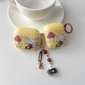 Mushroom Bear Design Noise Reduction Version AirPods pro 2 Case Cute Korean Style Soft Shell Compatible with Apple AirPods