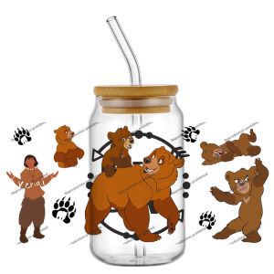 Funko | New 20 Design Brother Bear Disney Cartoon Movie 16oz UV DTF Transfer 3D Sticker Decals Wraps Glass Can Cups Creative Craft DIY