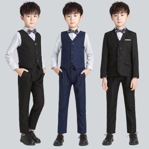 Spring Summer New Childrens Suit Set Boys Flower Girl Dress Suit Piano Performance Host Outfit Cotton Blend Korean Style