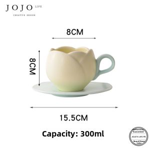 JOJO LIFE | Cute Tulip Flower Mug Set
