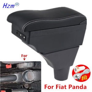 For Fiat Panda Armrest Box for Fiat Panda II 2 Car Armrest Box Center Storage Box Interior Retrofit USB Charging Car Accessories